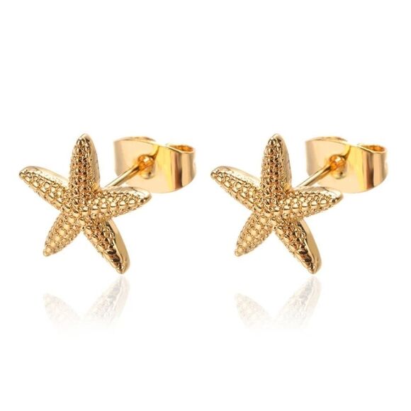 5/$25 Stainless Steel Star Fish Earring Studs - Picture 4 of 7